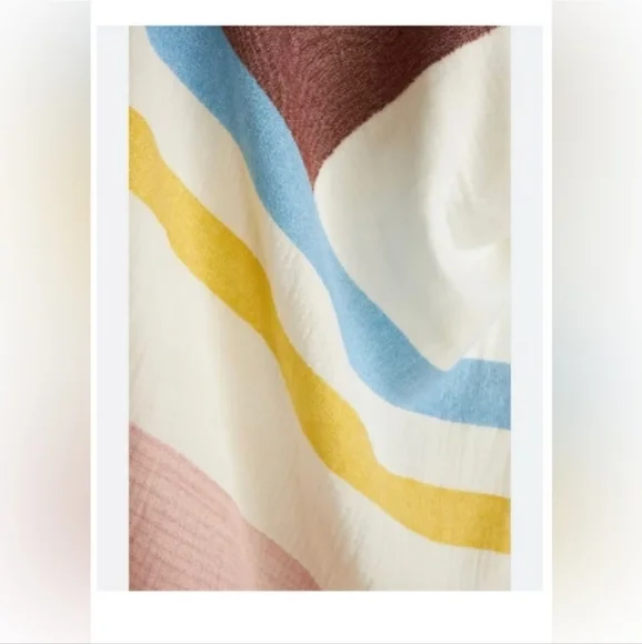 NWT Anthropologie Woven Blocked Stripe Throw Blanket - Picture 2 of 11
